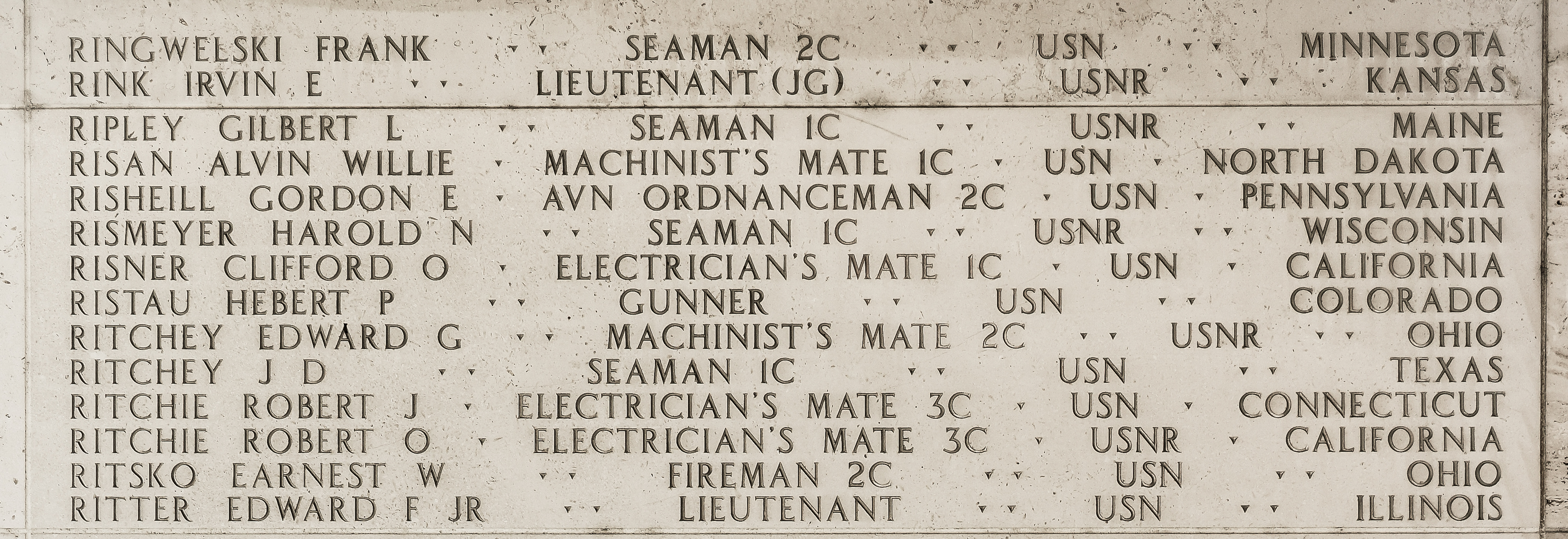 Robert J. Ritchie, Electrician's Mate Third Class
